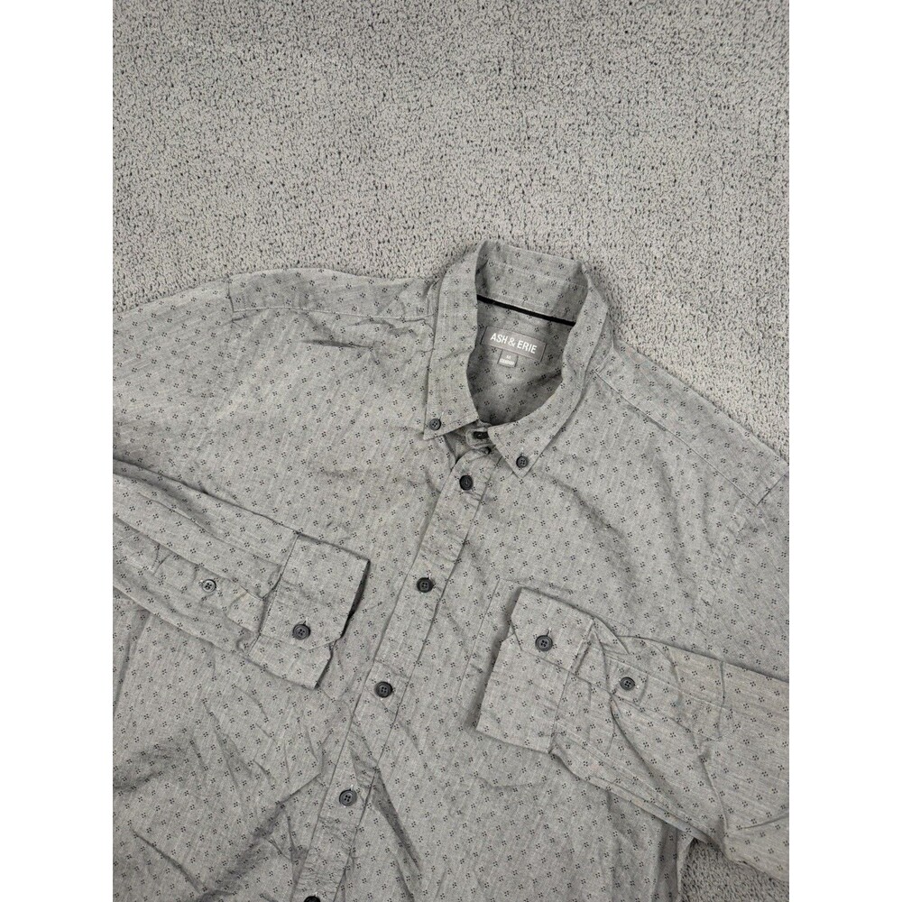 Ash & Erie Shirt Mens M Gray Geometric Button Down Long Sleeve Casual